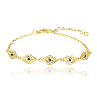 Goudkleurige Damesarmband met Witte en Zwarte Steentjes