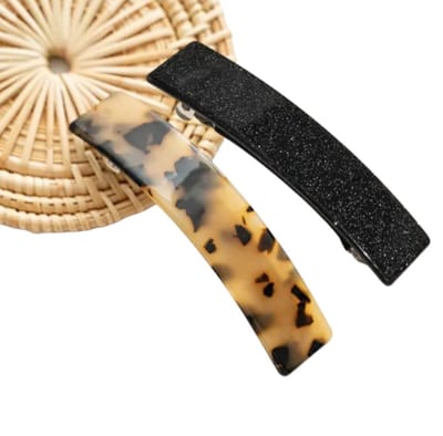 Mooie Dames haarclips 2 stuks-Glitter Zwart, Leopard Haar accessoire - Luxe haarspelden hoog kwaliteit - Youhomy haarclips haarspelden | Cadeau voor meisje| Dames | Sinterklaas Cadeautjes - Kerstdagen| Verjaardagen