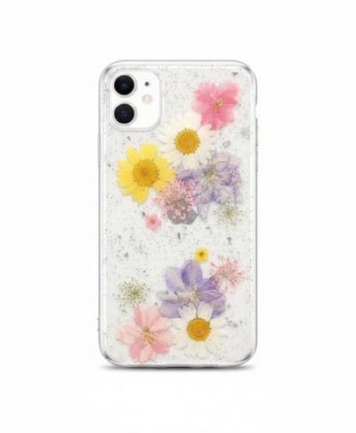 Stoer iphonehoesje / telefoonhoesje voor Iphone 13 gedroogde bloemen roze/wit/geel