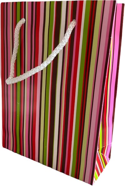 Cadeautasje, draagtasje gestreept, maat S ( 15,5x6x20 cm ) 12 stuks