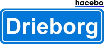Hacebo - Plaatsnaam Sticker - 29x10 CM - Drieborg sticker - Verkeersborden sticker - grappige cadeaus - Drieborg