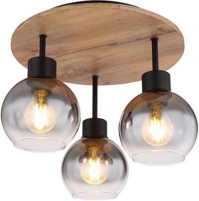 Globo - plafonniere - Moitas - naturel zwart - glas - Ø 38cm - E27 - 15656-3DR