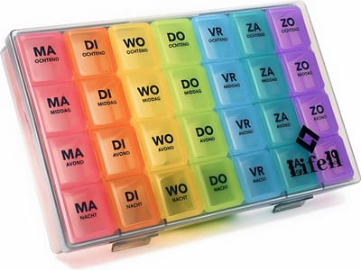 Lifell Pillendoos 7 Dagen – Medicijndoos – Uitneembare Pillendoosjes – 4 Dagdelen – Weekbox Medicijnen – BPA Vrij – Nederlands