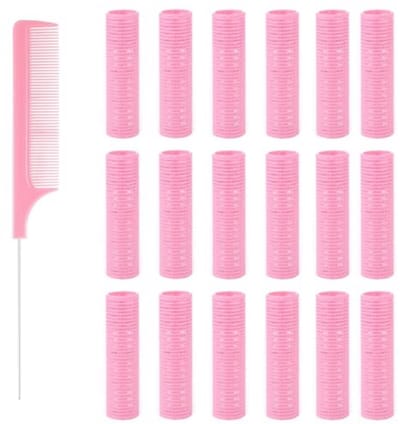 EIROVYA Zelfklevende kleine krulspelden, zelfklevend, voor salon, kappers, ratten, staart, kam, krulspelden, wordt geleverd met een staartkam met stalen naaldpunt, 19 stuks, Brons, M