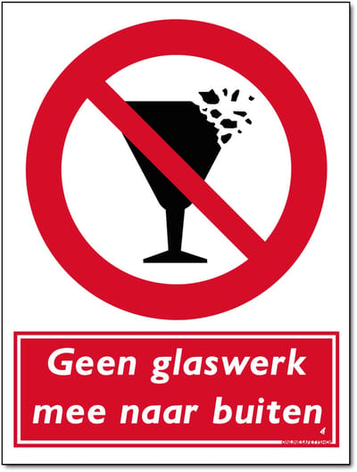 Glaswerk bord - Geen glaswerk mee naar buiten - Forex - 30 x 40 cm - Weerbestendig