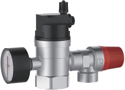 Veiligheidsgroep warmwaterboiler 1 inch - 3 bar met terugslagventiel en manometer voor centrale verwarming en vloerverwarming