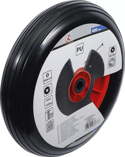 BGS Kruiwagenwiel - PU, rood/zwart - 400 mm