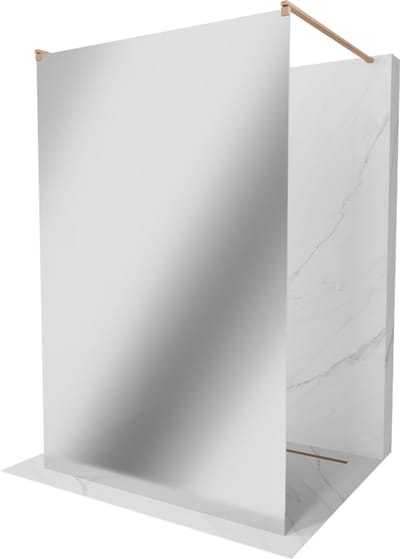 Mexen Kioto vrijstaande douchewand 100 x 200 , spiegel 8 mm, geborsteld koper - 800-100-002-65-50