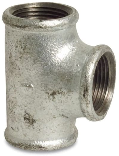 T-stuk tempergietijzer, 1/4 inch binnendraad