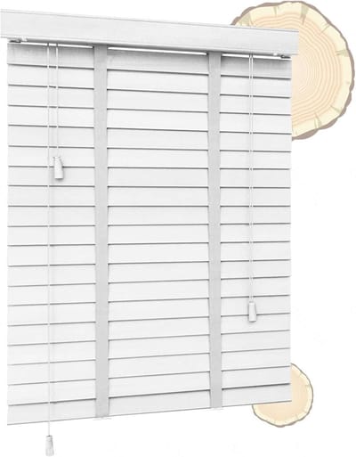 Houten Jaloezieën - Houten Blinds - Raamdecoratie - Natuurlijk Massief Hout - 50 mm Lamellen - Wit