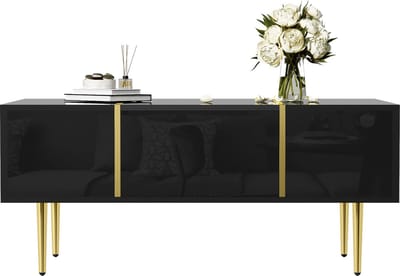 Salontafel - Modern - 2 Laden en Hoogglans - Modern en Stijlvol Design - MDF - Zwart
