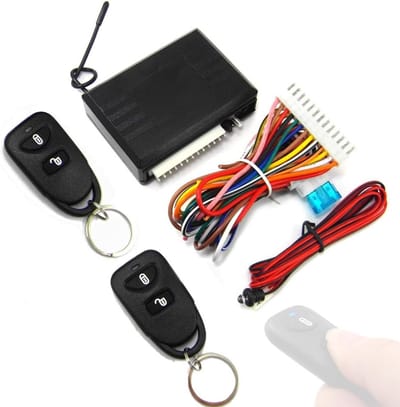 Draadloze Afstandsbediening voor Auto, 12 V Toegangssysteem, Universele Centrale Vergrendeling, Inclusief 2 Afstandsbedieningen en Installatiehandleiding