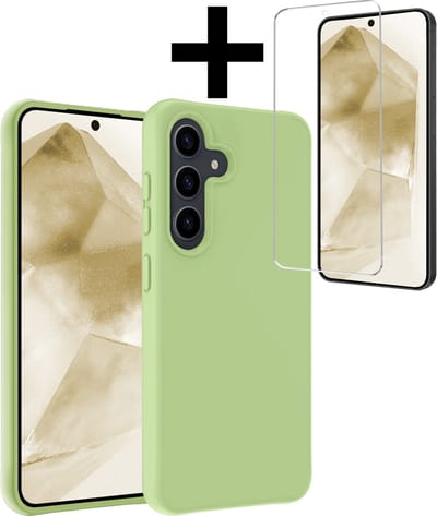 Hoesje - Met Screenprotector - Geschikt voor Samsung Galaxy A55 - Sterk & Shockproof - Back Cover - Siliconen Case - Telefoon Hoes - Telefoonhoesjes - Groen