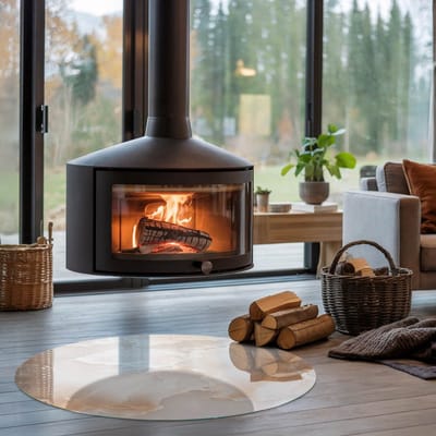 Coloray Vloerplaat Houtkachel - Vloerplaat Openhaard - 100 cm x 100 cm - Houtkachel Accessoires - Beige Vloerplaat Kachel - Onderplaat Voor Houtkachel - Plaat voor Onder Houtkachel - Open Haard Accessoires - Verwarmingsaccessoires
