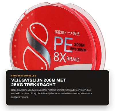 Dailygoods- Vliegvislijn 0,38 mm - 25 kg trekkracht - 8 strengen - duurzaam - hoge gevoeligheid - voorkomt knopen - Vislijn