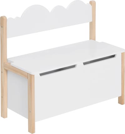 Seastone Kinderbank - Speelgoed doos - met opbergruimte - speelgoedkist - Zitbank - 60 X 25.5 X 55 cm - Wit