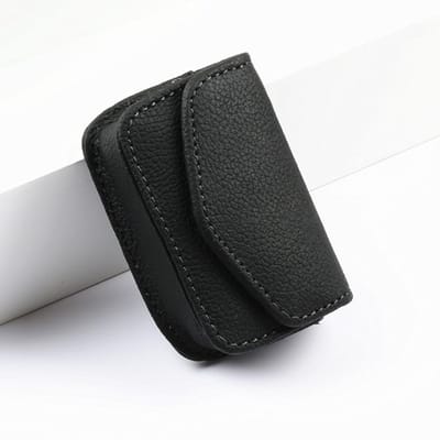 Heren PU Brillenetui Riem Draagbare Opbergdoos Opvouwbare Brillen Brillenetui black