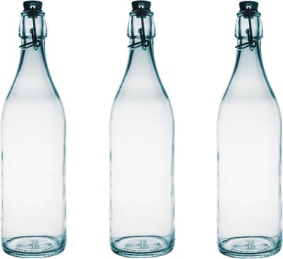 Bormioli Rocco beugelfles/weckfles - 8x - transparant - glas - 1 liter - Waterflessen/Karaffen