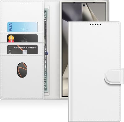 Geschikt voor Samsung Galaxy S24 Ultra 5G - Portemonnee - Pasjeshouder - Standfunctie - Magnetische Flip Hoesje - Wit