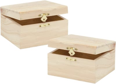 Kistje - 2x -klein - 12,5 x 11,5 x 7,5 cm - hout - blanco - sieradenkistje - hobby - Hobby/knutselen mini kistjes