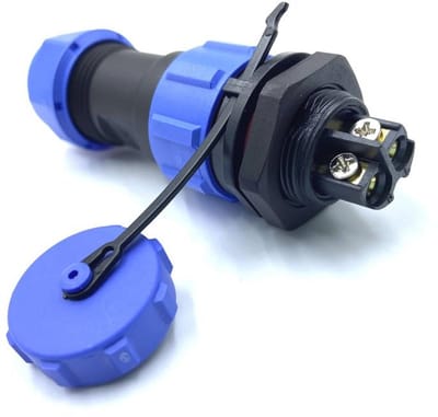 Waterdichte 2-polige luchtvaartstekker voor buitenlampen - IP68, 10A, 500V