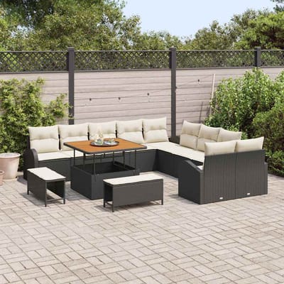 vidaXL - Tuinbank - Set - 13 - st - 12-Aantal - zitplaatsen - Zwart - en - Crème