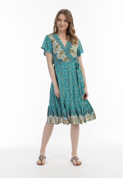 usha Zomerjurk Dames Turkoois Veelkleurig