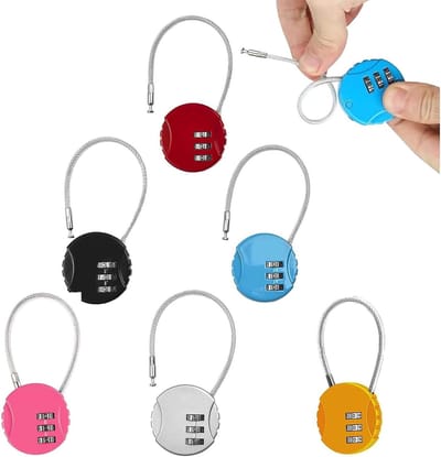 Set van 6 Combinatiesloten voor Bagage, Koffers en Reistassen - Veiligheidssloten in 6 Kleuren, Ideaal voor Reizen en Bescherming van Persoonlijke Bezittingen
