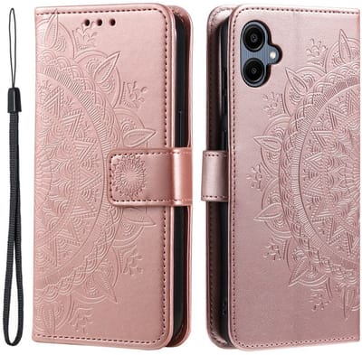 Hoesje Geschikt voor Samsung Galaxy A07 - Mandala Book Case met Pasjeshouder - Beschermhoes met Portemonnee Roze Goud