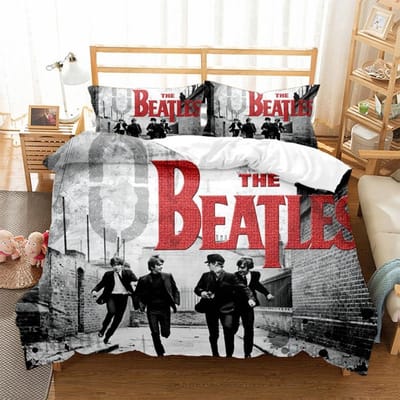 The Beatles Motief, Microvezel Beddengoedsets, Kinderbeddengoed met Rits Kamerdecoratie Dekbedovertrek voor Tieners volwassene 3-delig 175x220cm