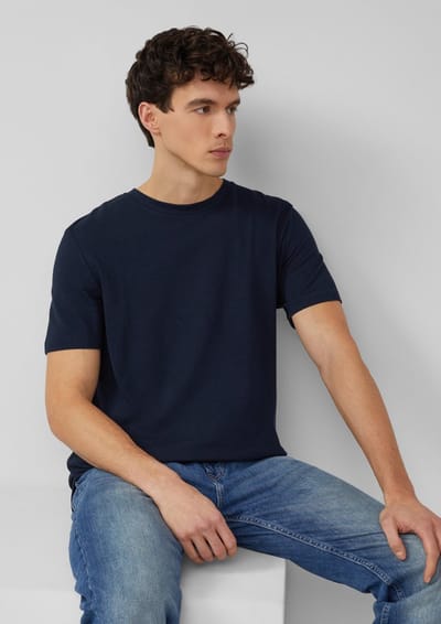 s.Oliver - male - Gestructureerd T-shirt van katoenmix