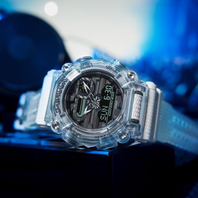 Casio Sound Waves Serie Mode Waterdicht Kwarts Uurwerk Hars Band Horloge Mannen horloges Zwart GA-900SKL-7APR Random Watch Box,Black Dial gray