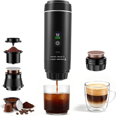 Koffiezetapparaat - Zwart - 3-in-1 Accu Koffiezetapparaat - USB-C Opladen - Voor Reizen en Buiten