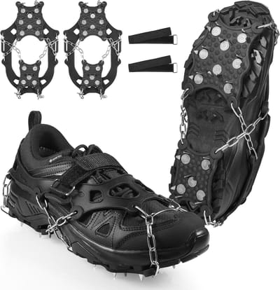 Klimijzers - Ijspikes Stijgijzers - Winterwandelen Klimmen - 32 Tanden Roestvrij Staal - Maat L - Zwart
