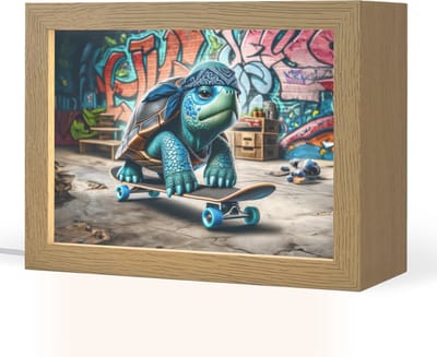 Nachtlampje 20x15 cm - Kinder lampje - Schildpad - Graffiti - Skateboard - Jongens - Tafellamp kinderkamer - Slaapkamer lamp - Bedlamp kinderen - Kinderlampje stopcontact - Wandlamp babykamer - Nachtlampjes