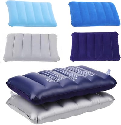 Reis Kussen voor Camping en Strand, Opblaasbaar en Vouwbaar, Zacht Velours, 47 x 30 cm, Set van 4, Ideaal voor Comfort en Ondersteuning