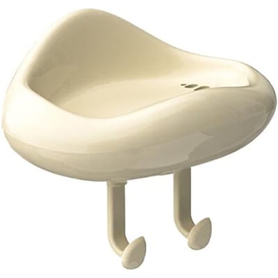 Boîte à Savon Ménagère Murale Sans Perçage Boîte à Savon Salle de Bain Égouttoir Rangement Étagère Porte-savon blanc