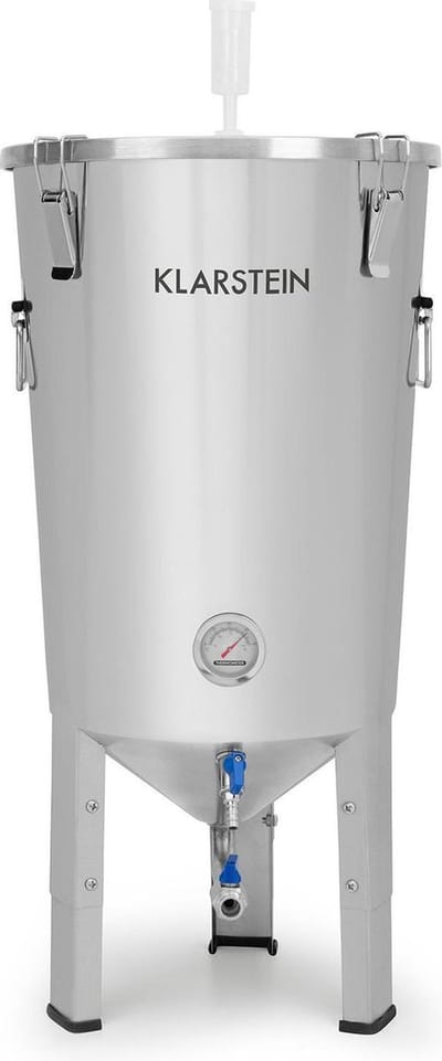 Klarstein Gärkeller Bierbrouwinstallatie - Installatie met thermometer, Conische brouwketel, voor bier brouwen of wijn gisten, Airlock: luchtdicht deksel, Aftapkraan, Variant: Pro, 30 liter