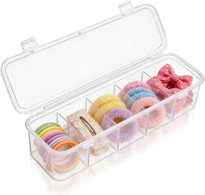 Multifunctionele Organizer voor Haaraccessoires met 5 Compartimenten, Transparante Opbergdozen voor Haarspelden, Haarjuwelen en Kantoorbenodigdheden