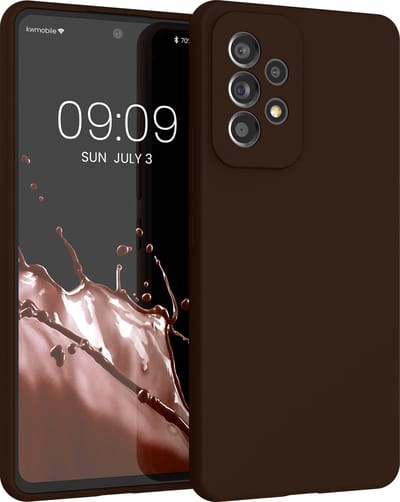kwmobile telefoonhoesje geschikt voor Samsung Galaxy A53 5G - Hoesje met siliconen coating - Smartphone case in chocoladebruin