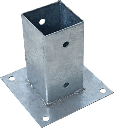 Opschroefhuls Paalhouder - Bodemhuls Hoekig - Palen Bevestigen - Thermisch Verzinkt Staal - 81x150 mm