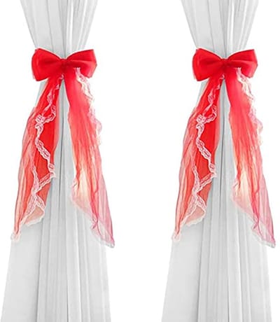 Decoratieve Kanten Gordijn Tiebacks - Strik Drape Voor Woonkamer en Slaapkamer - Boho Style Gordijn Holdbacks (Rood)