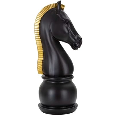 Decoratie Black & Gold Horse Ø 18,5×50 cm