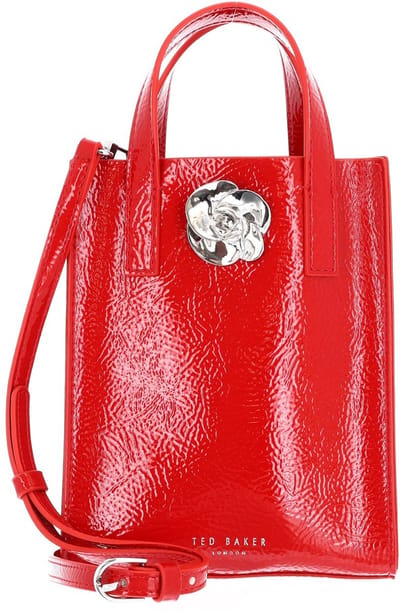 Ted Baker handtas schoudertas Roseem Rose Detail Crinkle Small Bag Red rood