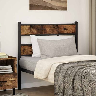vidaXL Vervangend hoofdbord 107 cm ijzer en bewerkt hout gerookt eikenkleurig