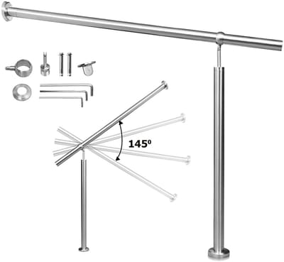 Roestvrijstalen Trapleuning 150 x 90 cm Zilver, Leuning voor Trap, Gang en Tuintrap