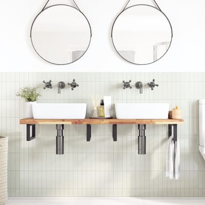 vidaXL - Badkamer - wandschap - staal - en - massief - acaciahout