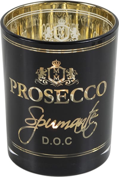 Theelichthouder wijn prosecco zwart medium 12cm
