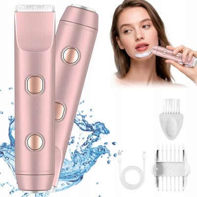 Elektrische Haartrimmer - 2-in-1 Haartrimmer voor Vrouwen - Roze/goud - IPX6 waterdicht - 400mAh USB-C - Met LED-display & 2 Opzetstukken - Geschikt voor oksels, benen, armen en bikinilijn