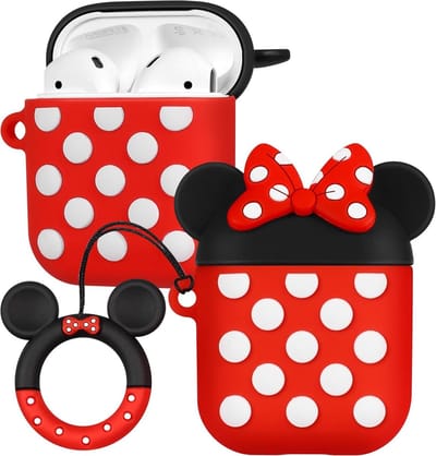 Hoesje voor Airpods - Beschermhoesje - Opladen en vervoeren - Met sleutelhanger - 6 x 6 x 2.5 cm